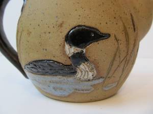 lot 17 image: Vintage Stoneware Teapot wLoon Decoration