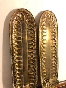 lot 42 image: Large Mid Century Signed Casagrande Italia Hammered Brass Candle Wall Sconces