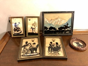 lot 46 image: Lovely Group of Signed Antique Hand Painted Silhouettes