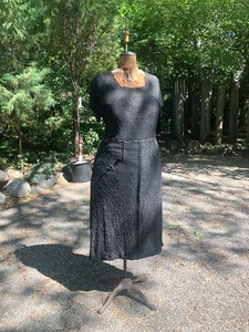 lot 78 image: Antique Victorian Dress Form w Cast Iron Base & Period Dress
