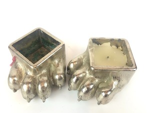 lot 82 image: Matching Pair of Vintage Silver Plated Claw Foot Candle Holders