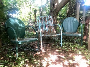 lot 93 image: 3 Vintage Mid Century Metal Springer Porch Chairs