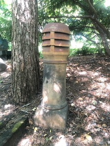 lot 94 image: Pair of Vintage Architectural Terra Cotta Louvered Chimney Pots