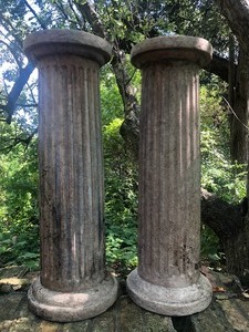 lot 104 image: Pair of Outdoor Plastic Garden Pillar Stands