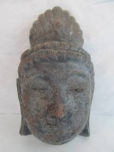 lot 100 image: Vintage Terra Cotta Buddha Face Wall Hanging