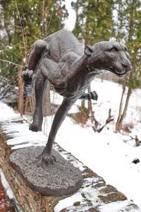 lot 1 image: Monumental Vintage Life-Size Bronze LeopardCheetah Sculpture