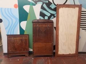 lot 16 image: Antique Art Noveau Twin Head & Footboard