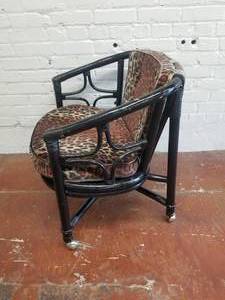 lot 74 image: Stylish Leopard Print Rattan Accent Chair