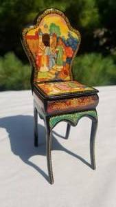 lot 42 image: Russian Lacquered Chair Box  signed