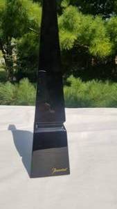 lot 40 image: Baccarat Louxur Black Glass Obelisk