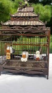 lot 50 image: Asian Pagoda Wooden Bird Cage