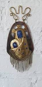 lot 57 image: Copper and Lapis Madonna and Baby Jesus Wall Hanging