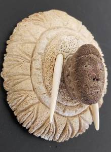 lot 55 image: Inuit Eskimo Carving with Bone Signed KAVA