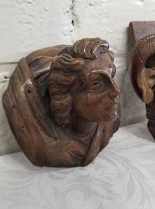 lot 54 image: Italian Carved Wood Ram and Shepard Bust