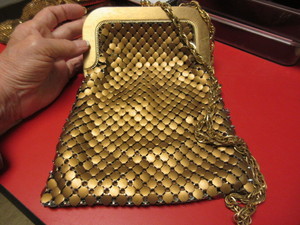 lot 815 image: WHITING & DAVIS GOLD MESH BAG WITH SHOULDER STRAP