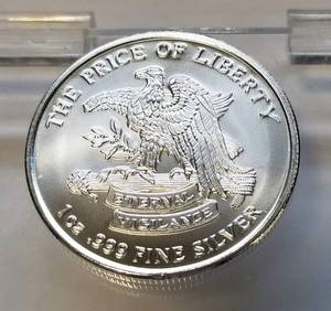 lot 21 image: 1 TROY OZ. .999 FINE SILVER DONT TREAD ON ME - THE PRICE OF LIBERTY