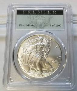 lot 49 image: 2021 TYPE I AMERICAN SILVER EAGLE 1 TROY OZ. .999 FINE SILVER MS70 PCGS