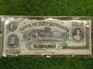 Bank Of New England Civil War $1 Bill�Amazing Condition�