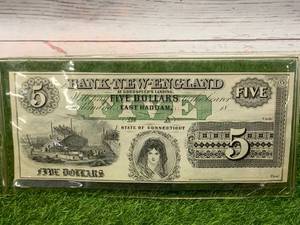 Bank Of New England Civil War $5 Bill Amazing Condition�