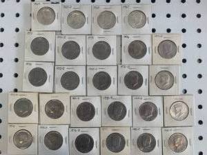 Lot of 26 Kennedy Half Dollars 1964-1982�