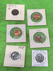Lot of Six Carded US Pennies�