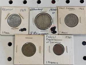 Lot of Five Vintage German Coins�