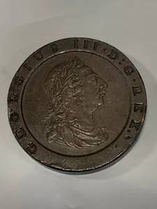 1797 Great Britain Britannia Large Copper 2 Pence Cartwheel Coin