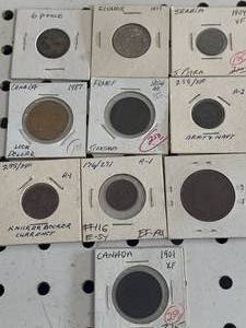 Vintage Lot Of 10 Foreign Coins
