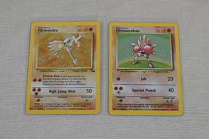 lot 52 image: Red Number Holo Pokemon Cards - Hitmonlee, Hitmonchan