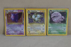 lot 54 image: Red Number Holo Pokemon Cards - Gengar, Magneton, Dark Weezing