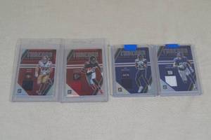 lot 41 image: 4 2020 Optic Threads Football Jersey Patch Insert Cards - Metcalf