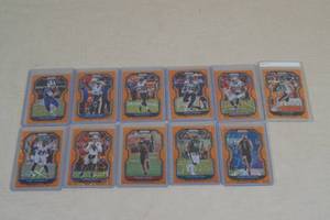 lot 42 image: 2020 Panini Prizm Orange Refractor Insert Football Cards