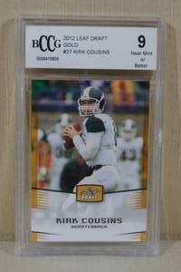 lot 18 image: 2012 Leaf Draft Gold Kirk Cousins Rookie Card - BCCG 9