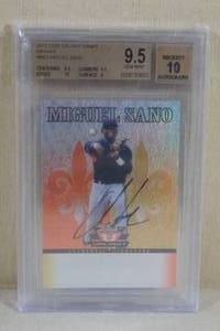 lot 10 image: 2012 Leaf Valiant Draft Orange Miguel Sano Rookie Card - Beckett 9.5