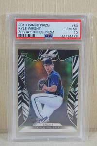 lot 12 image: 2019 Panini Prizm Zebra Stripes Kyle Wright Rookie Card - PSA 10