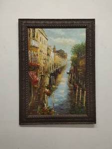lot 20 image: Framed Canal Oil Painting