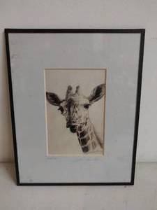 lot 74 image: Framed Giraffe Print by Yun Shan Lau
