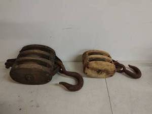 lot 84 image: Three Antique Pulleys