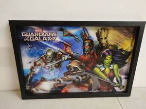 lot 91 image: Framed Marvel Holographic Gradians of the Galaxy Print