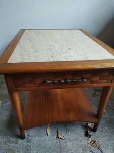 lot 97 image: MCM Stone Insert End Table