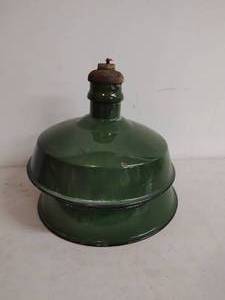 lot 102 image: Two Vintage Green Barn-Style Lamp Fixtures
