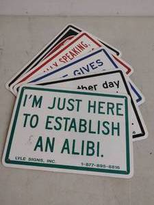 lot 106 image: Five Novelty Signs