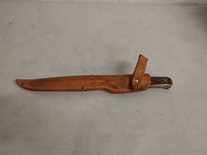 lot 109 image: Schrade Fillet Knife with Antler Handle