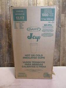lot 54 image: DART J Cup 12 oz. White Insulated Disposable Foam Cup (1000 per Case)