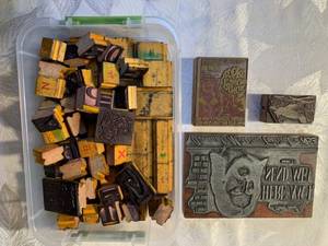 Antique Letterpress Print Blocks and Vintage Rubber Stamp Alphabets and Figures