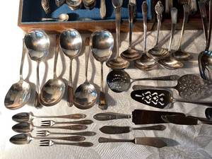 Lots of Flatware - Silverplated, includes 2 wood silverware boxes