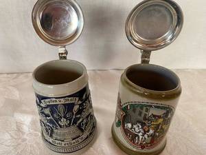 2 Westerwald German beer steins