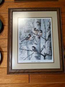 lot 30 image: Collection of Chickadee & Cardinal Art (Featuring Artist Peggy Bang)