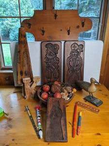 lot 32 image: Wood Decorations with Hand-Carved Art