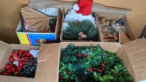 lot 309 image: Christmas Ornaments, Lights, Greens and More